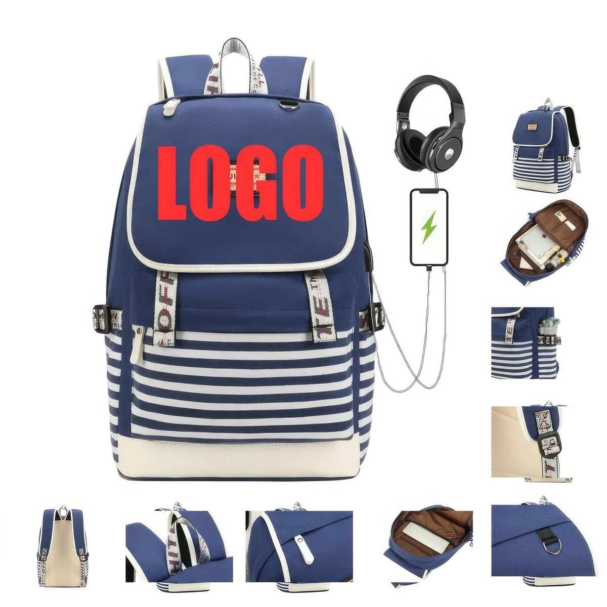 Customizable Computer Backpacks with USB Charging Port 1