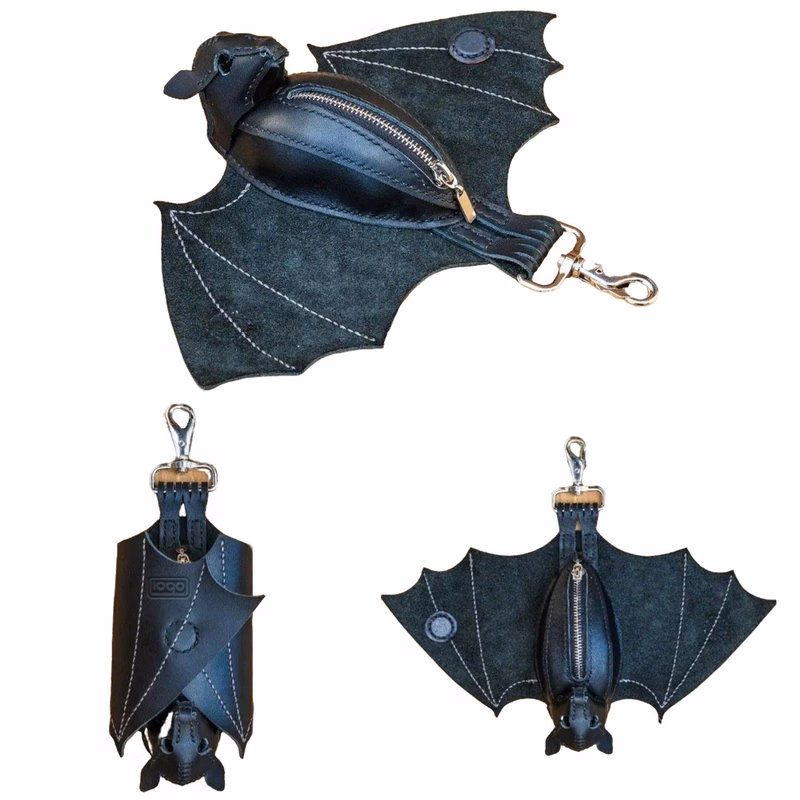 Handmade leather bat coin purses