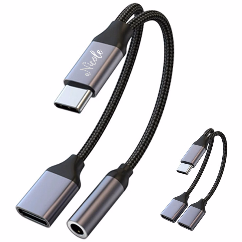 2-in-1 USB-C 3.5 Audio Charger Adapter