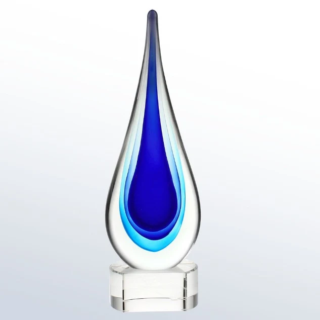 Teardrop Designer Art Glass Award - Blue / Large 1