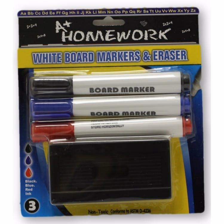 Dry Erase Markers - 3 Pack Eraser Included