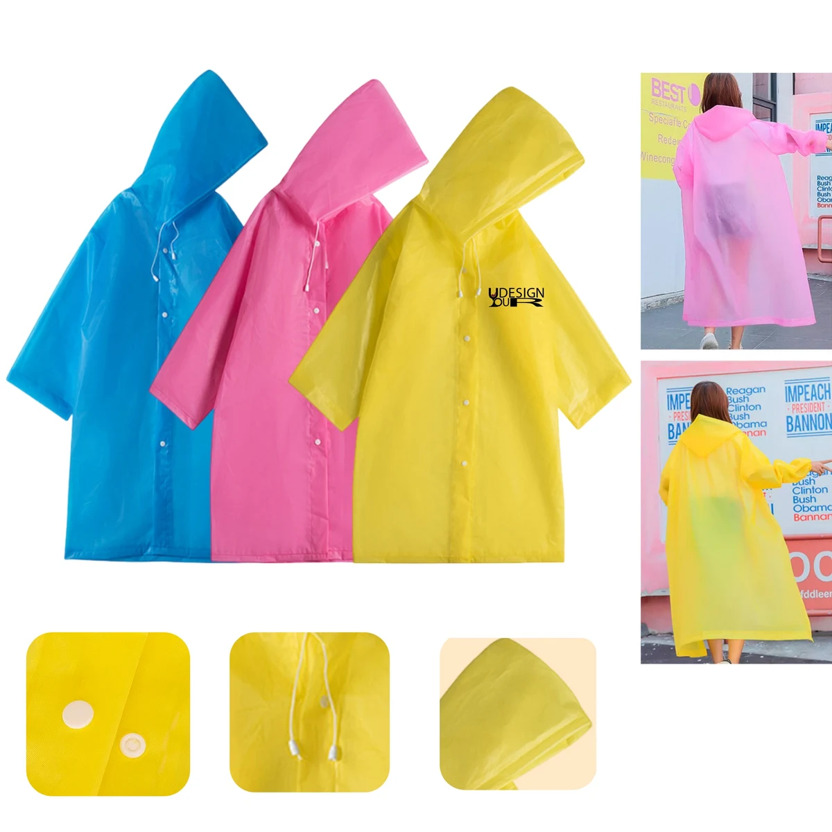 Portable EVA Rain Poncho with Hood For Kids 1