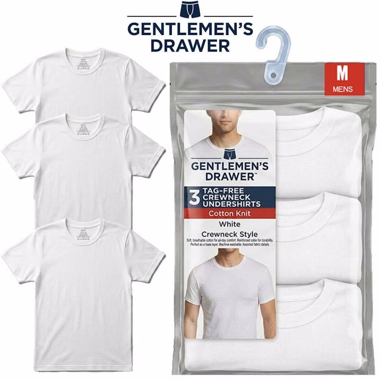 Men's Cotton Crew Neck Undershirts - 3 Pack Size S-XL