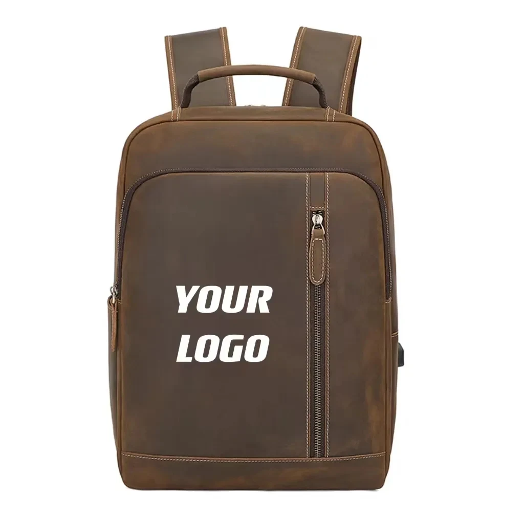 Custom 15 Inch Laptop Backpack Genuine Leather 1