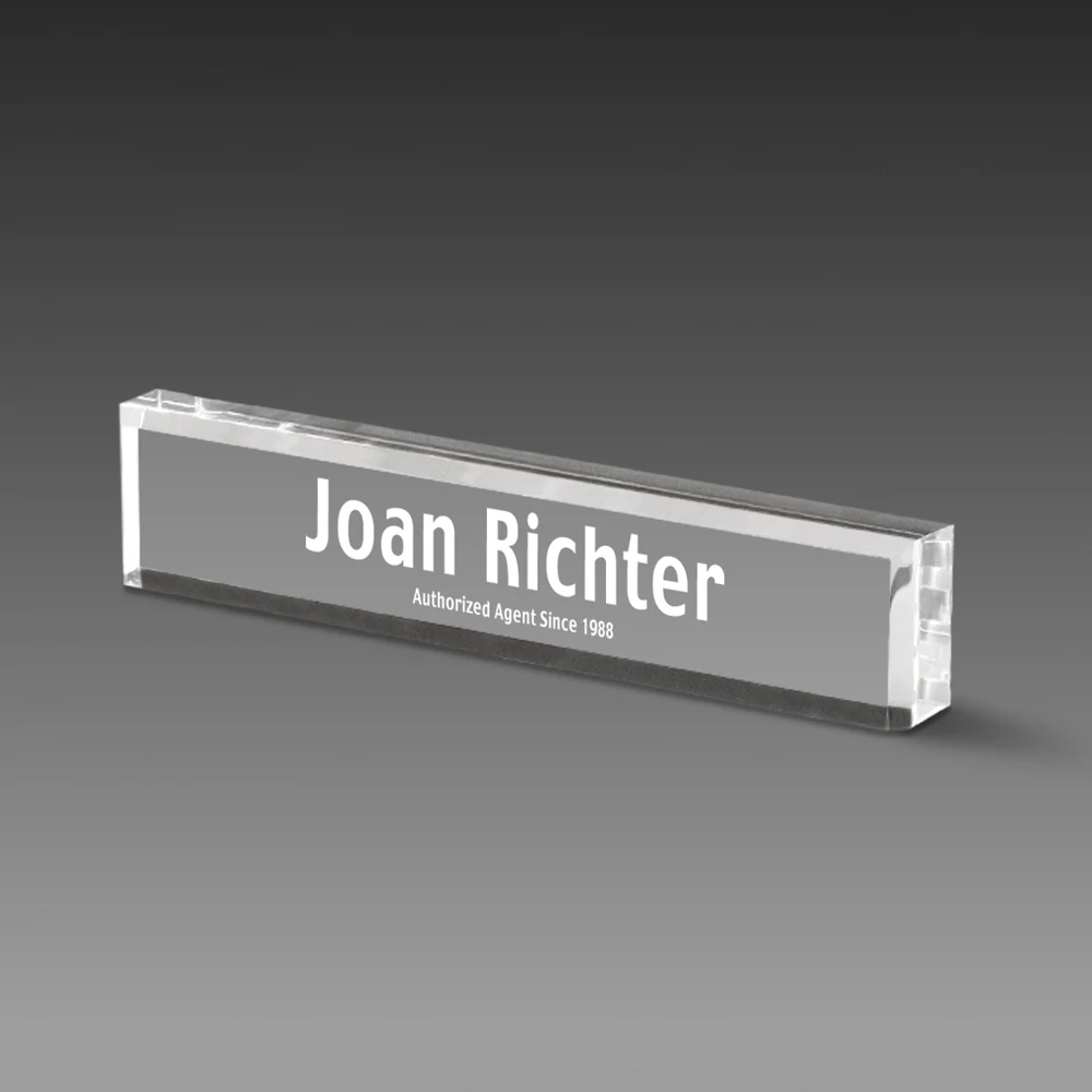 Clear Acrylic Nameplate (10"x2"x1") 1