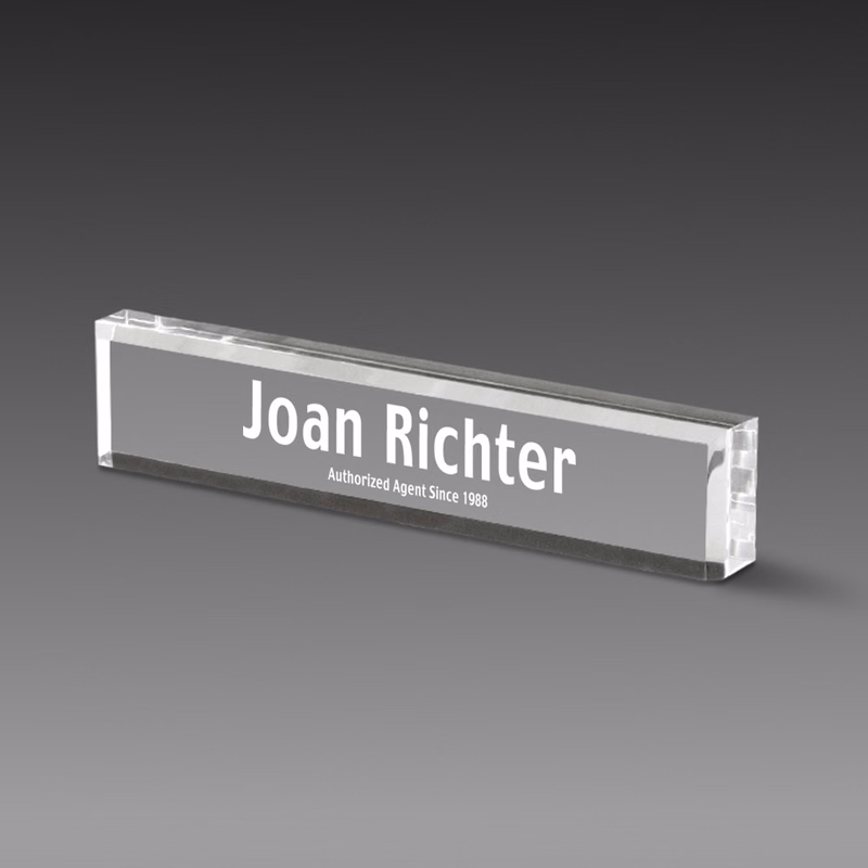 Clear Acrylic Nameplate (10"x2"x1")