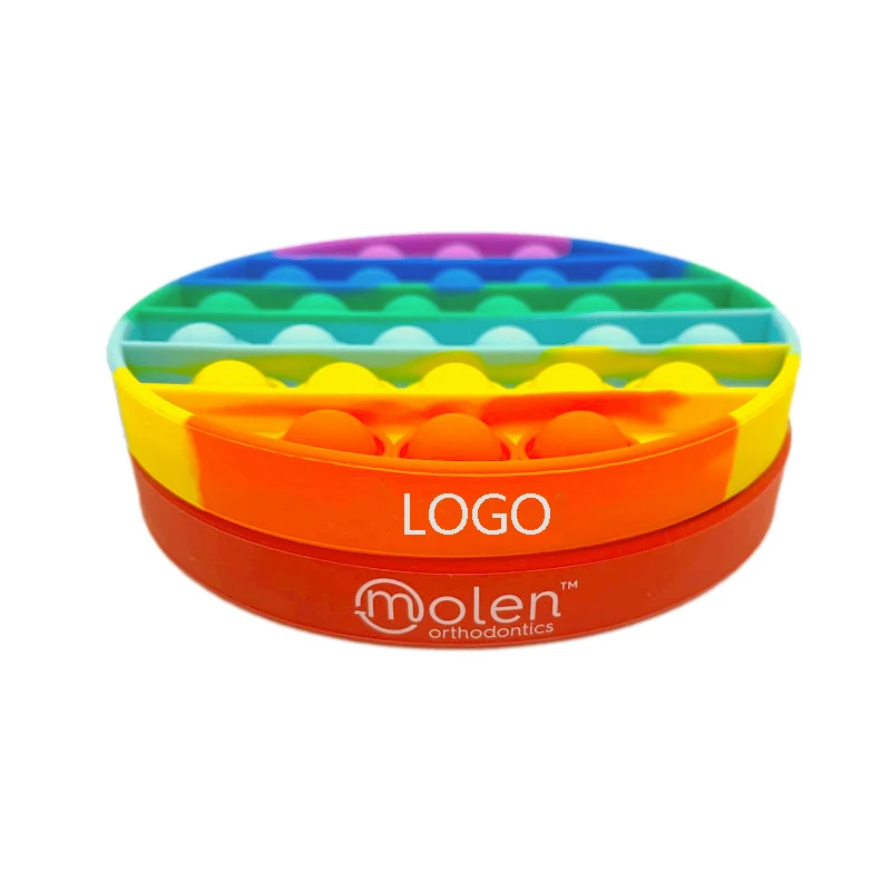 Rainbow Round Bubble Pop Fidget Sensory Stress Reliever Toy 1