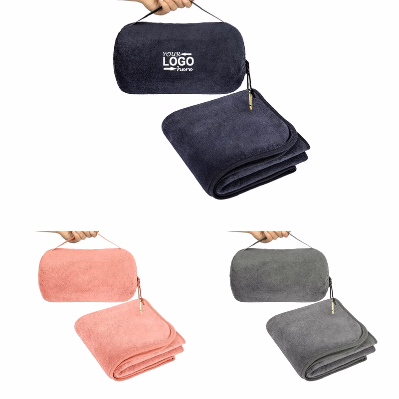 2 in 1 Travel Flannel Airplane Blanket
