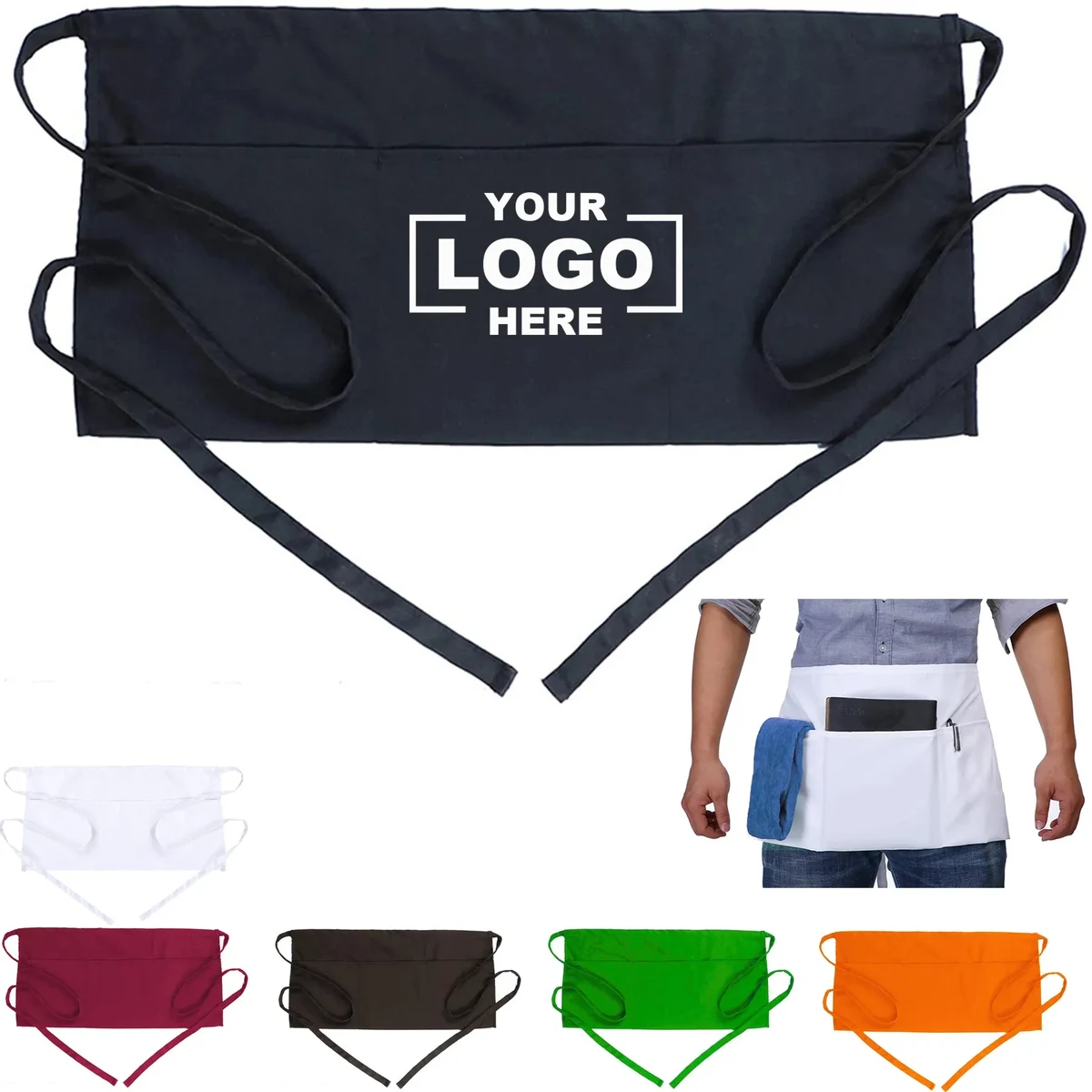 Short Server Apron with Pockets 1