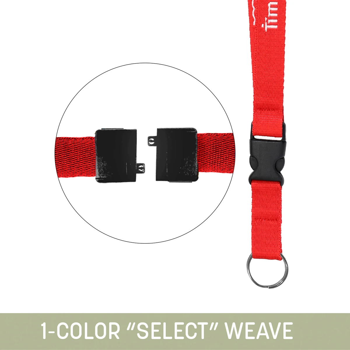 3/4" Woven Detachable Lanyard w/ Split Ring and Back Breakaway- "Select" Weave 1