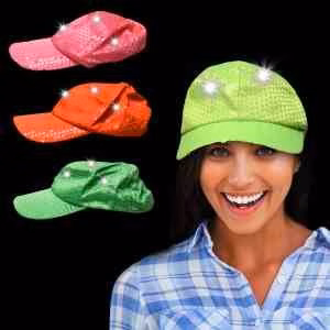 Neon Sequin LED Baseball Cap