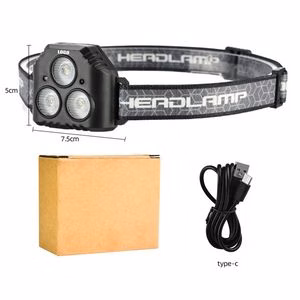 Rechargeable LED Headlamp with White Light and Adjustable Strap