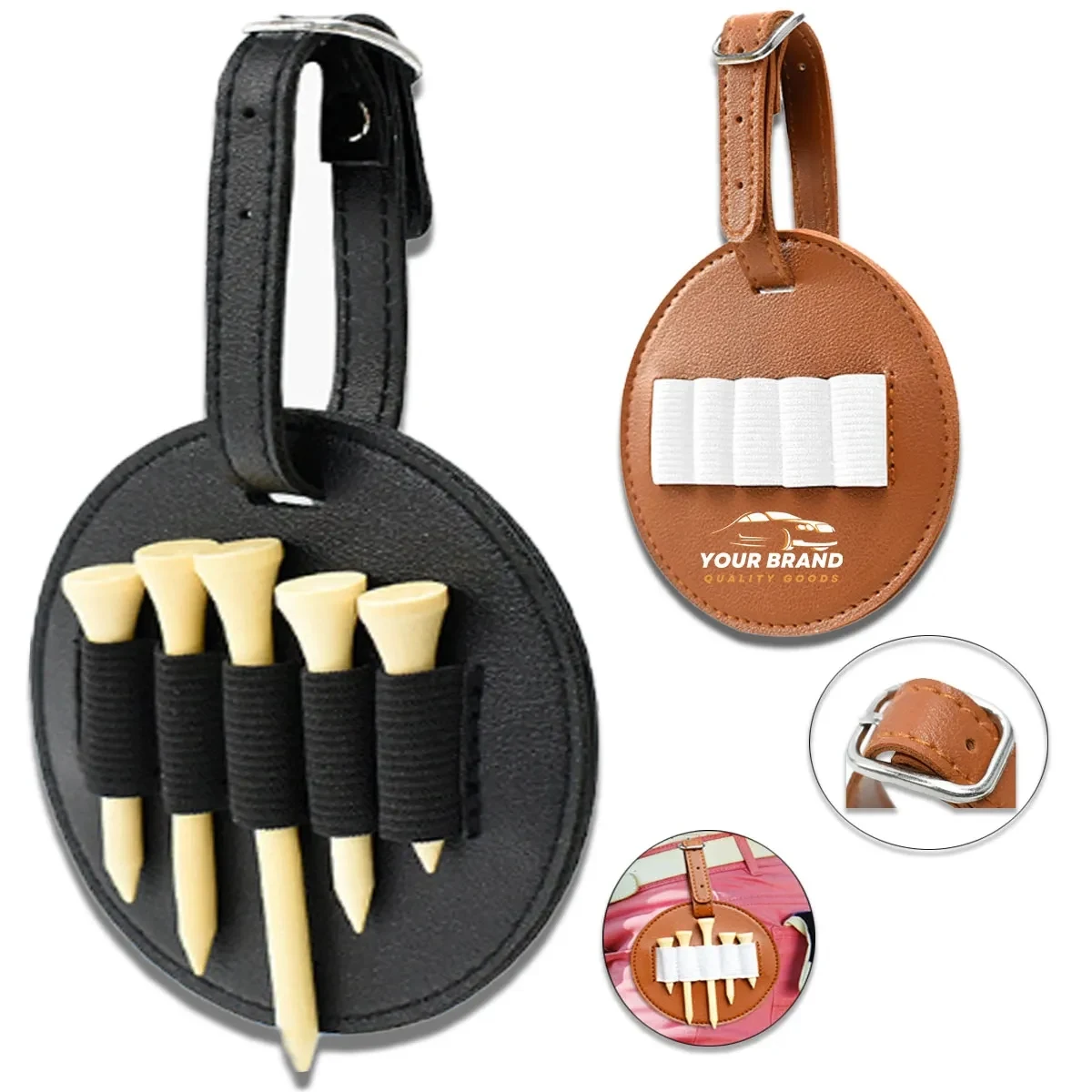 4pcs Portable Leather Waterproof Golf Tee Pouch Bag 1