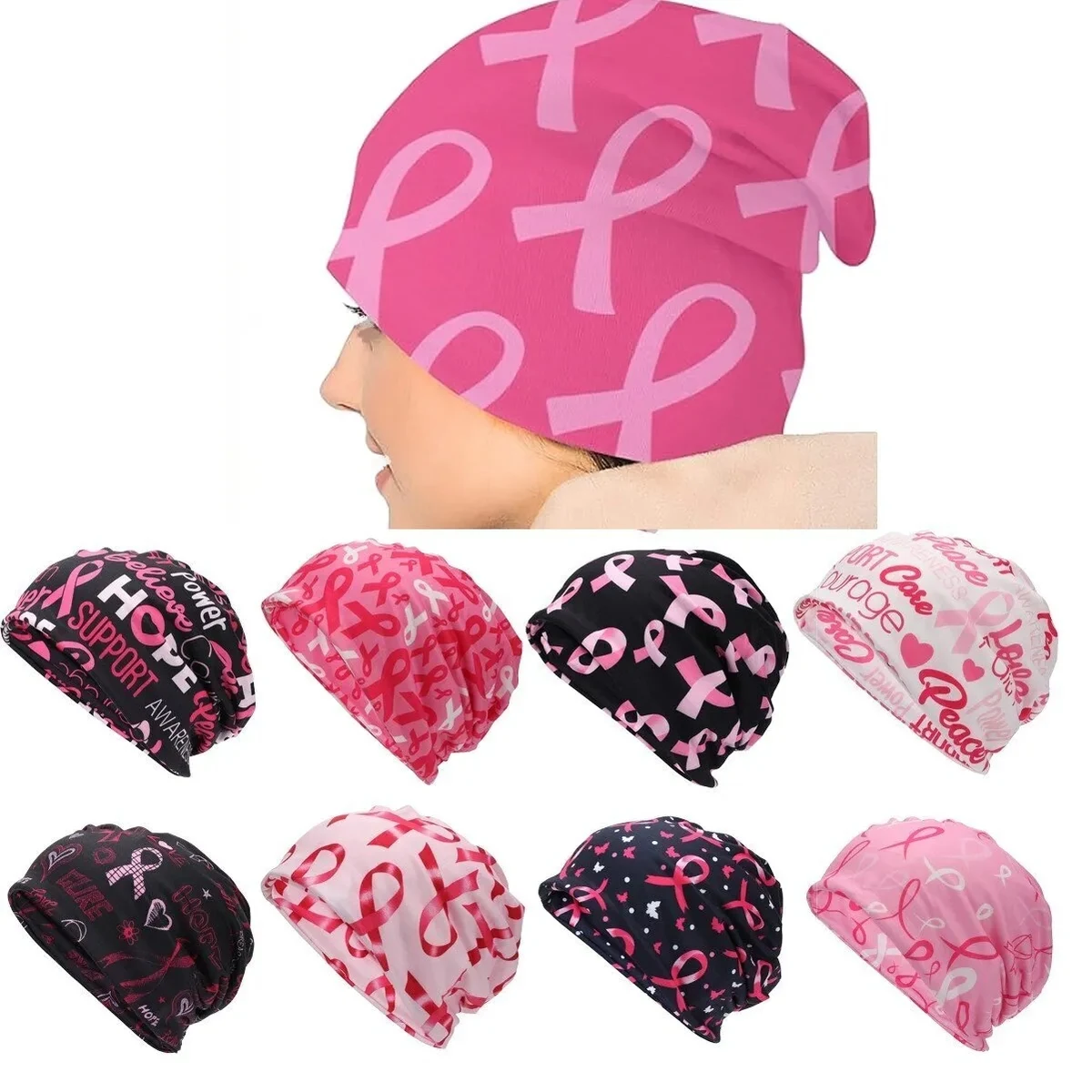 Breast Cancer Slouchy Beanie Hats 1