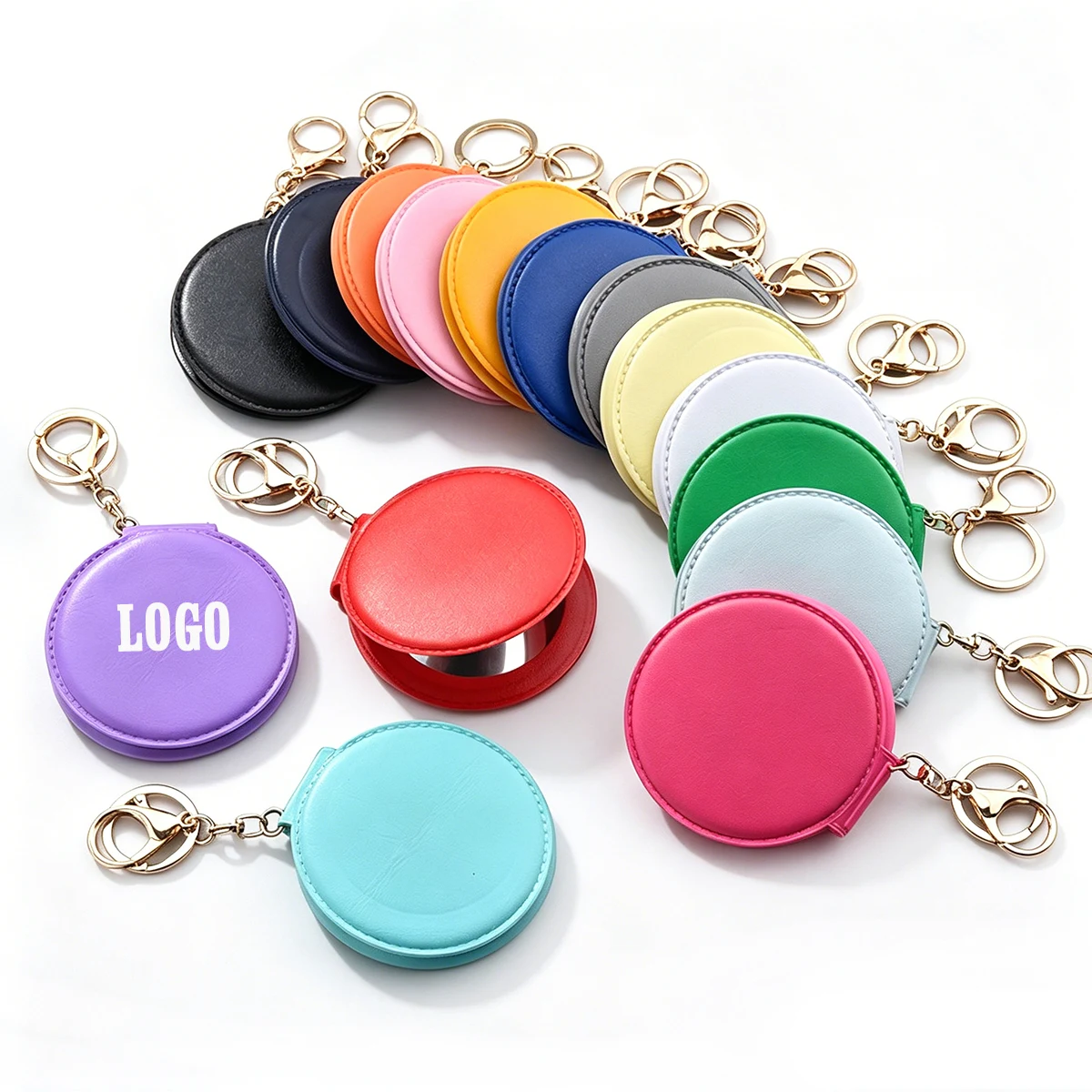 Custom Logo Round Mirror Keychain 1