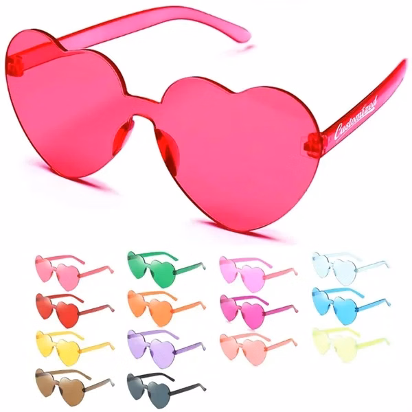 Custom Heart Shaped Sunglasses, 7 Vibrant Colors — Fun Festival & Youth Event Eyewear