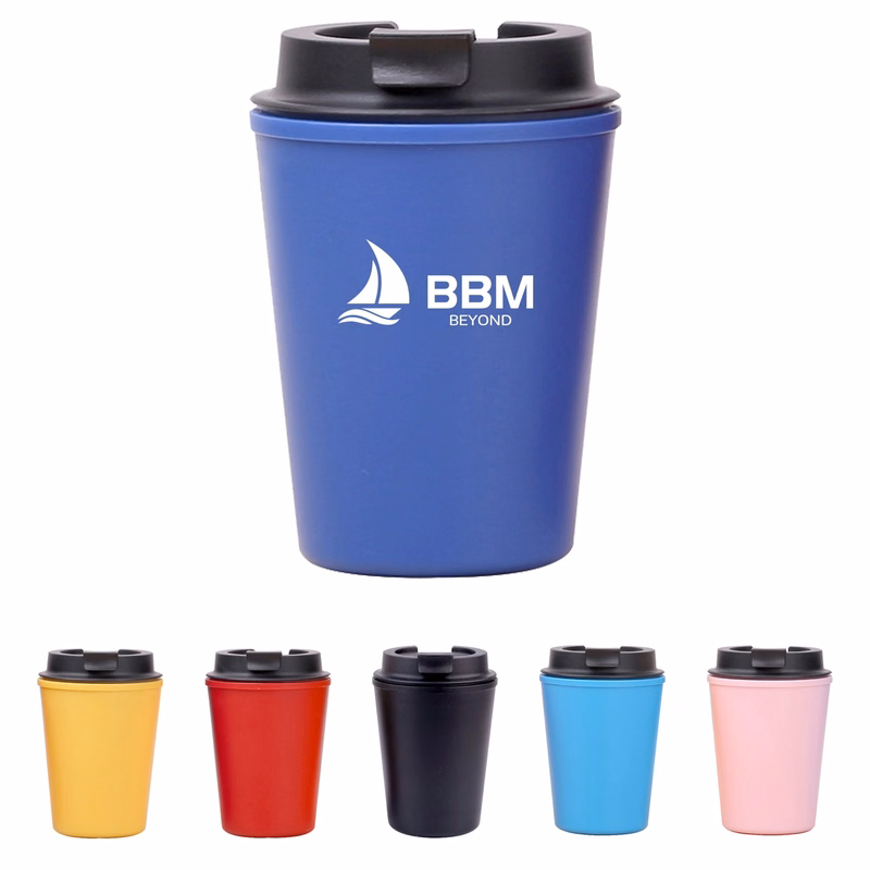 Double Layer Plastic Coffee Cup w/ Lid