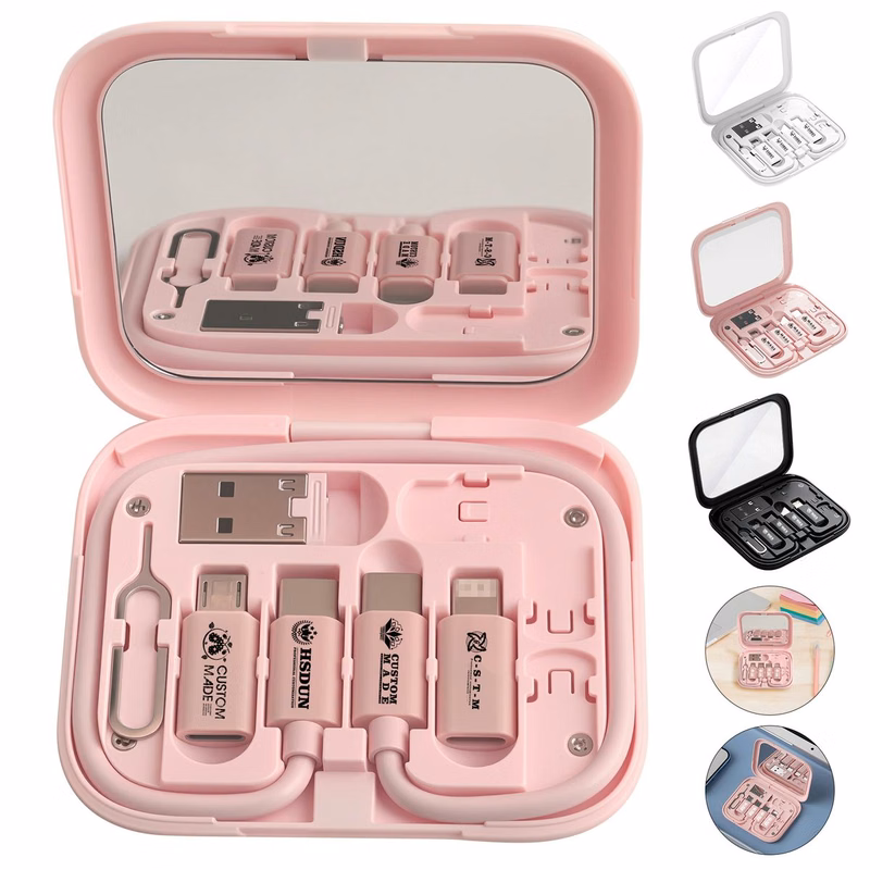 Multifunctional Data Cable Storage Box With Mirror