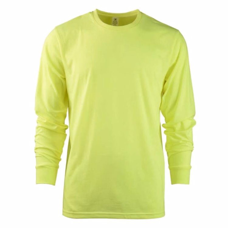 Men's Long Sleeve Crew Neck T-Shirts Neon Green 3XL
