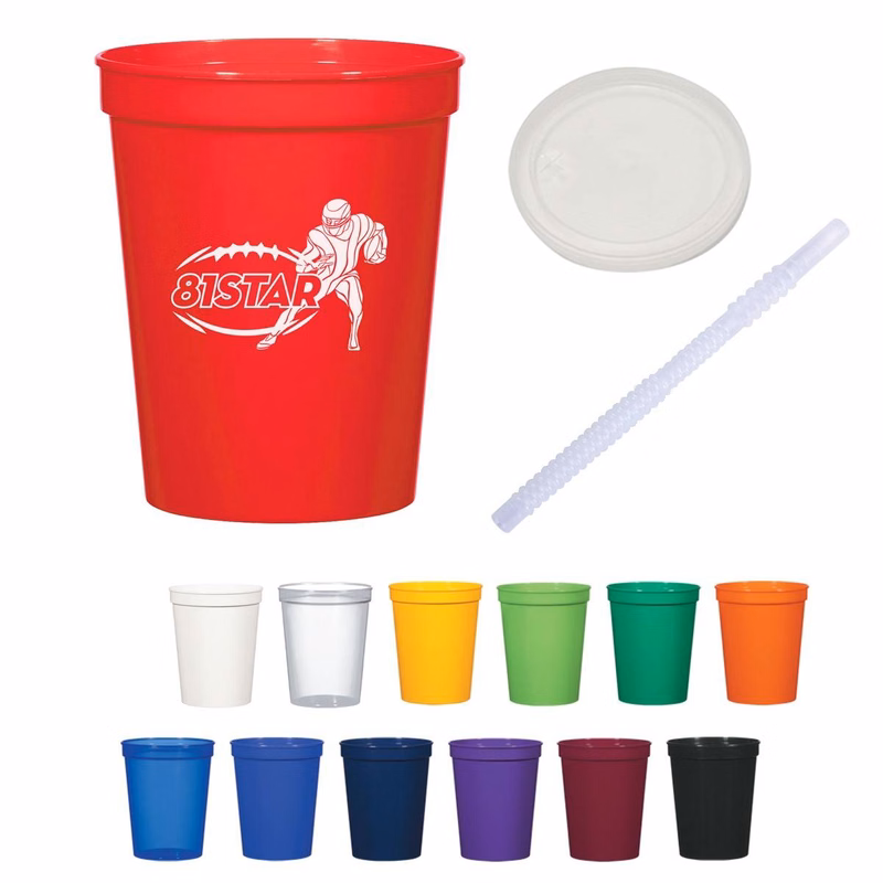 16 oz Stadium Cup W/ Lid & Straw
