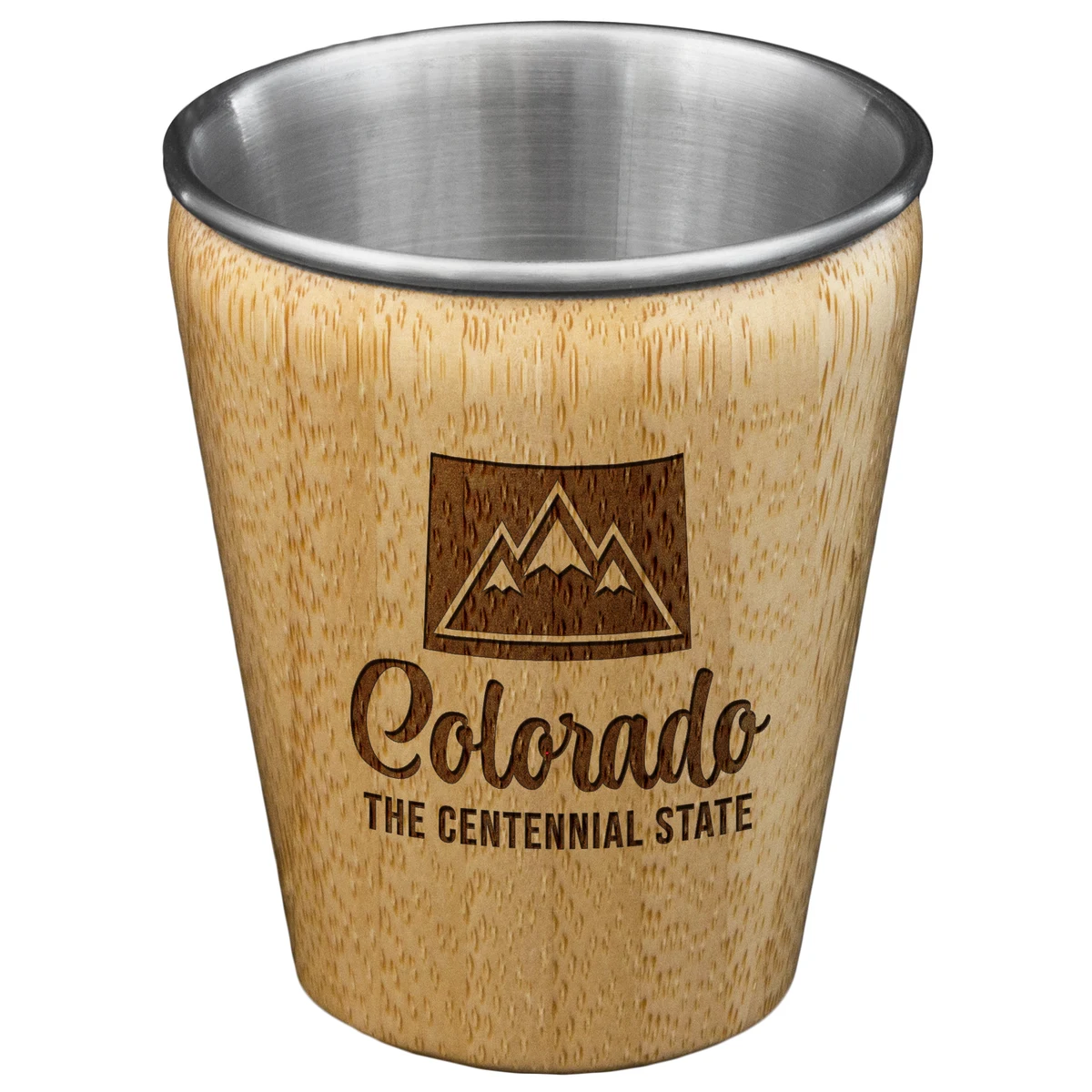 Colorado State Bamboo and Stainless Steel Shot Glass 1