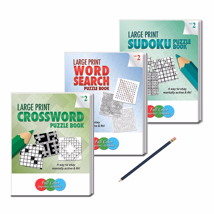 LARGE PRINT PUZZLE BOOK GIFT PACK - 3 Puzzle Book Set with Pencil. Vol 2