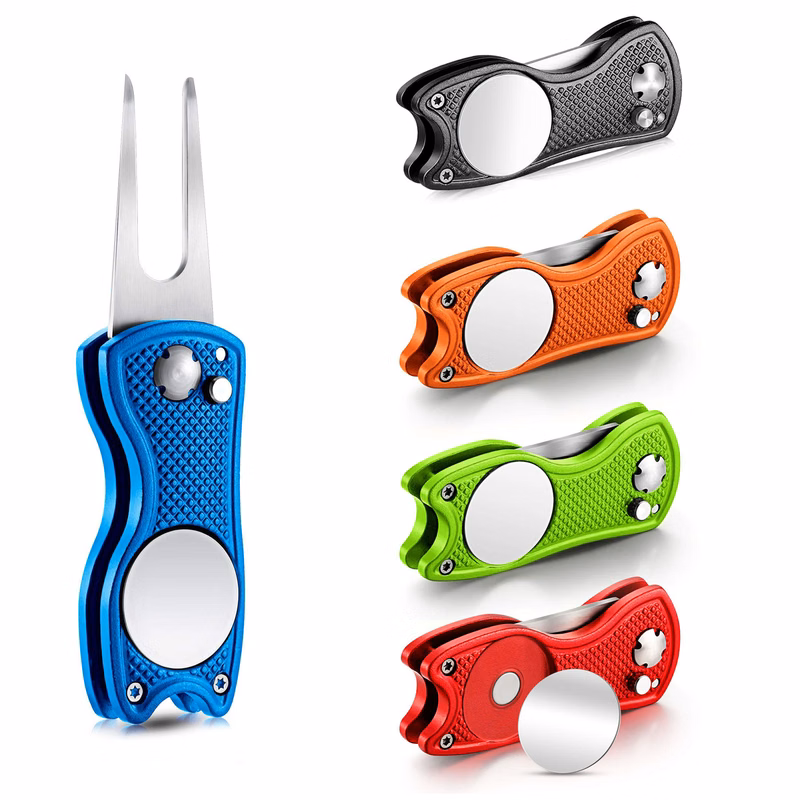 Foldable Metal Golf Divot Tool with Custom Ball Marker