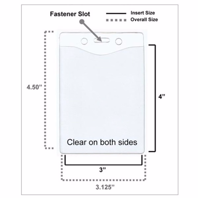 4x3 inch Vertical Vinyl Badge Holder With Slot