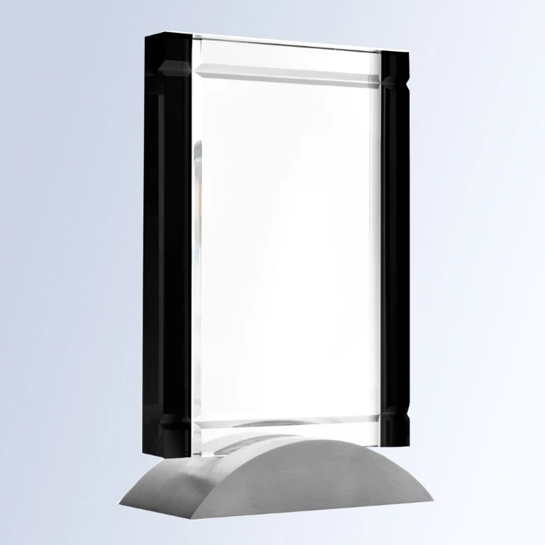 Black Deco Optic Crystal Award w/Aluminum Base 1