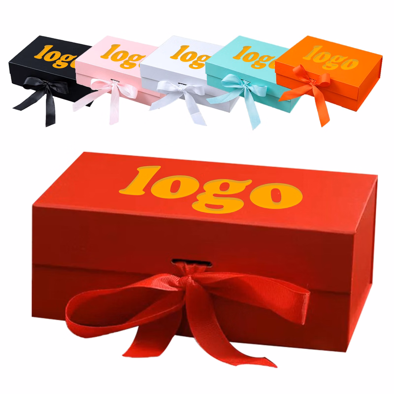 Ribbon Magnetic Absorption Solid Color One Piece Gift Box