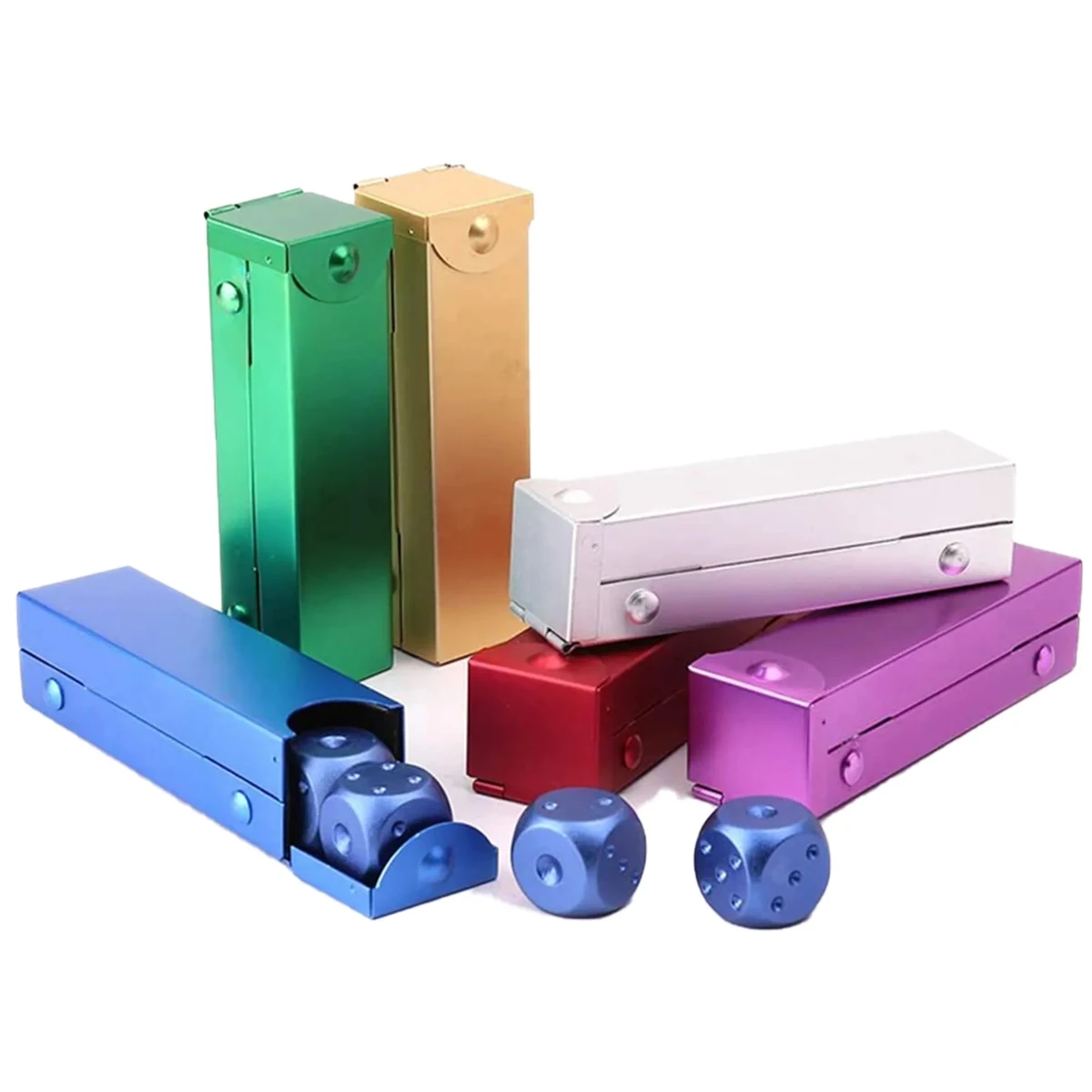5 Pieces Aluminum Alloy Dice Set Full Color Print 1