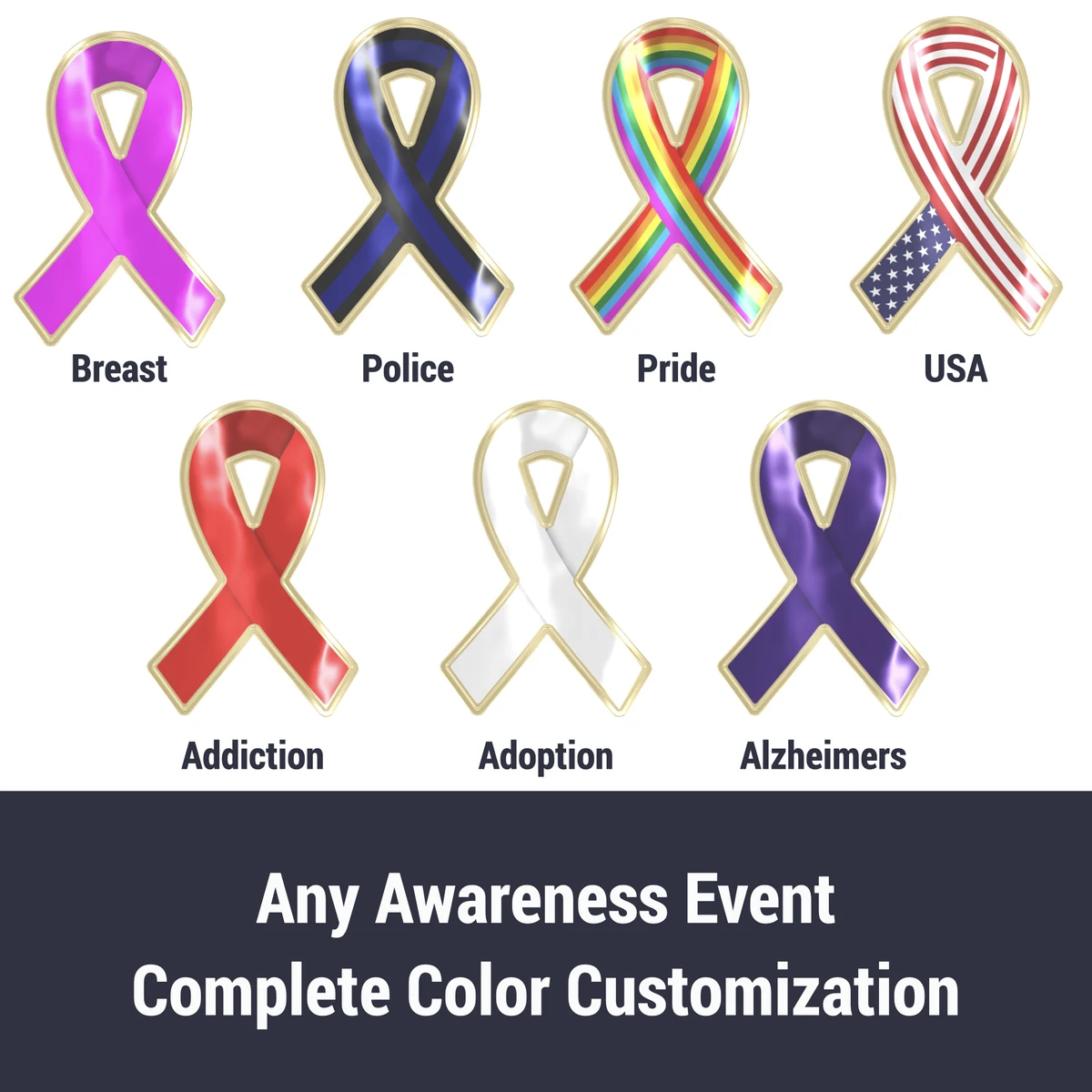 Texture Tone® Ribbon Awareness Shaped Lapel Pin 1