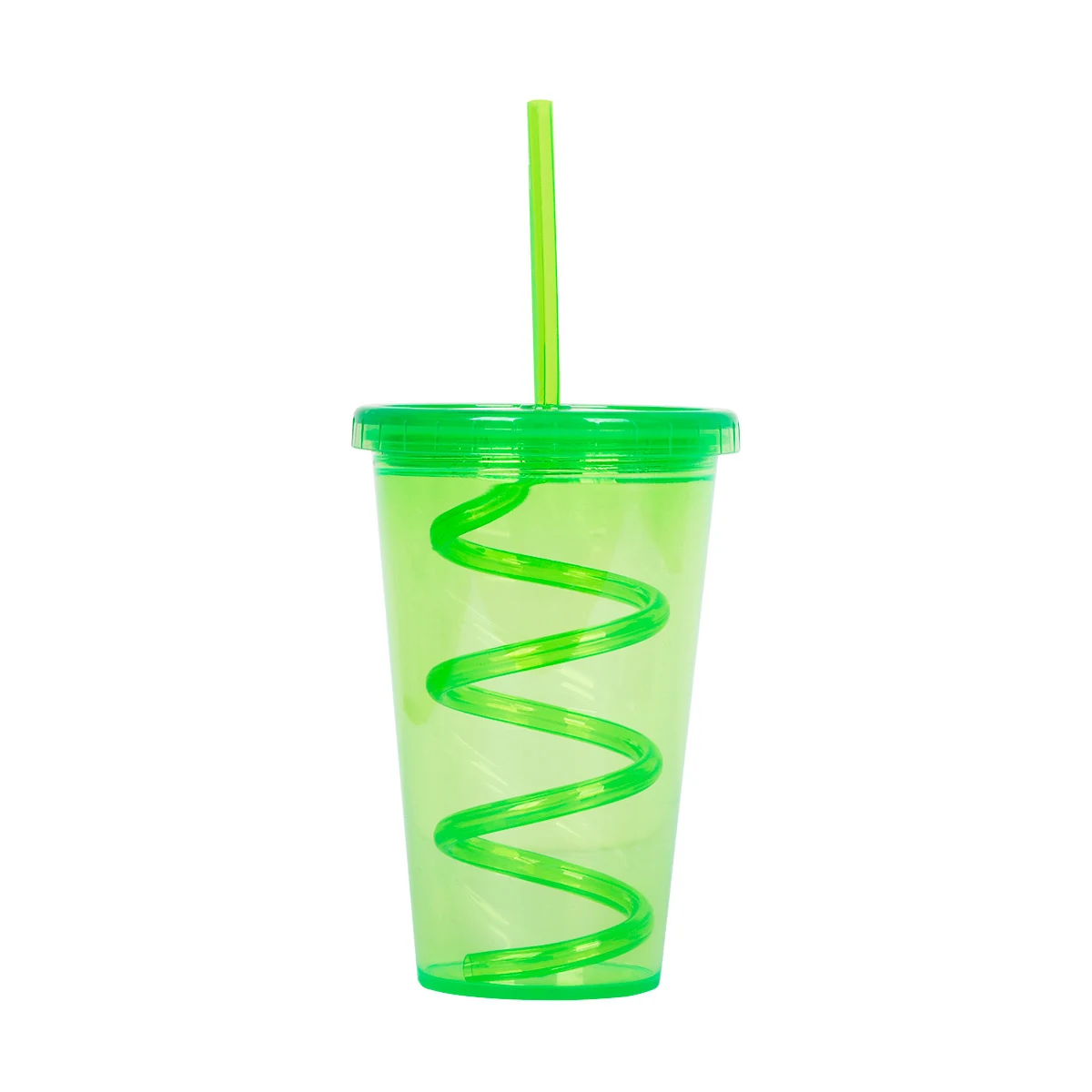 15oz Plastic Stadium Cups with Lid & Straw 1