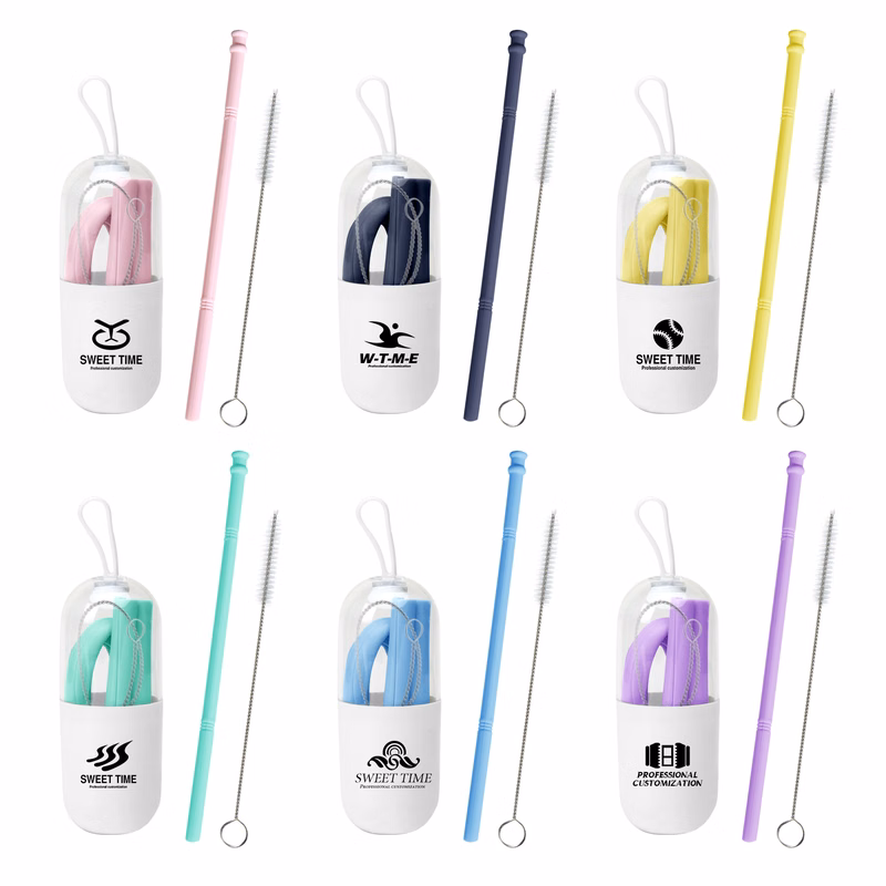 Reusable Silicone Collapsible Straw Kit