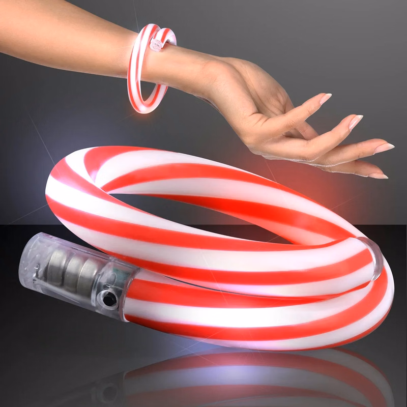 Flashing Christmas Candy Cane Bracelets