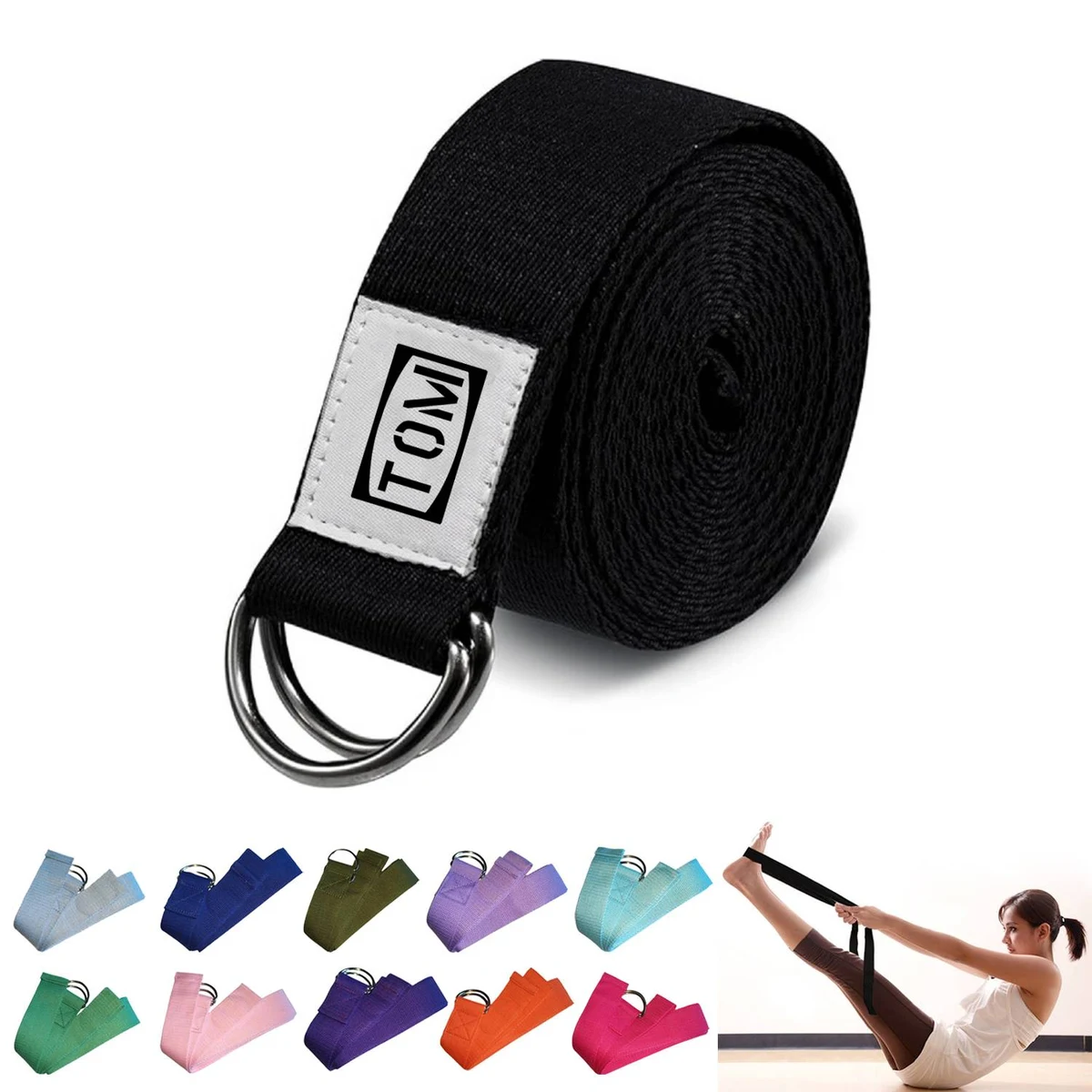 Adjustable D Ring Buckle Non Elastic Gym Fitness Yoga Strap 1