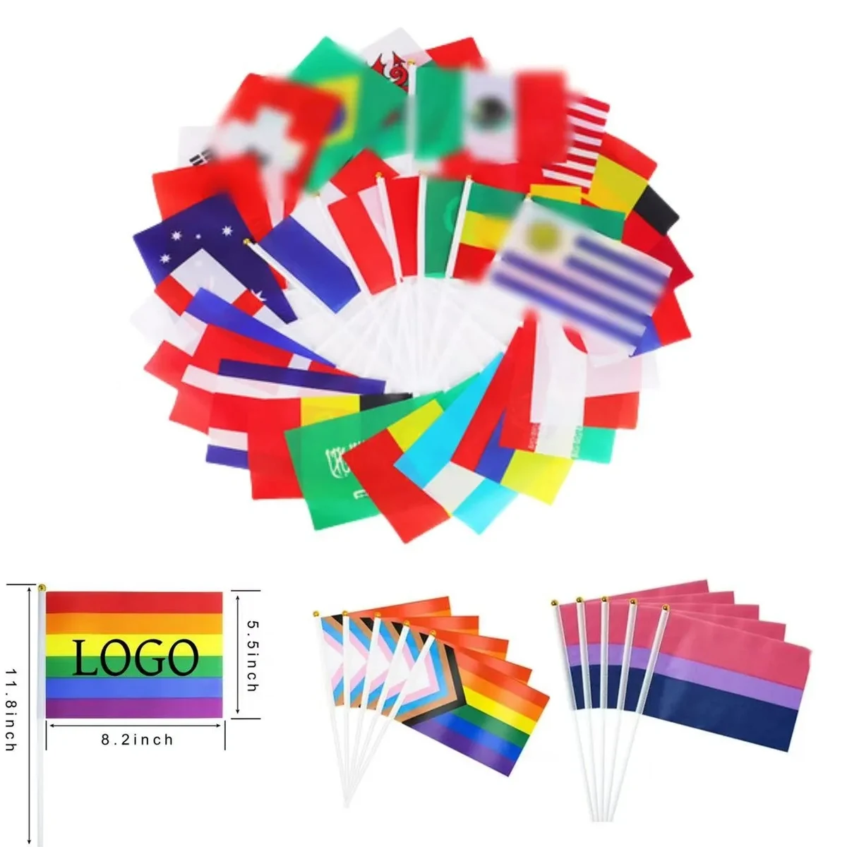World Hand-Waved Flags With Poles 1