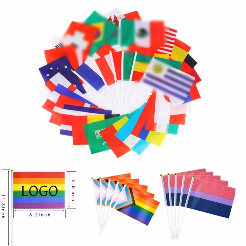 World Hand-Waved Flags With Poles