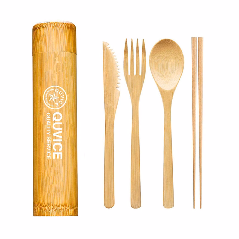 4-In-1 Bamboo Cutlery Set With Bamboo Tube