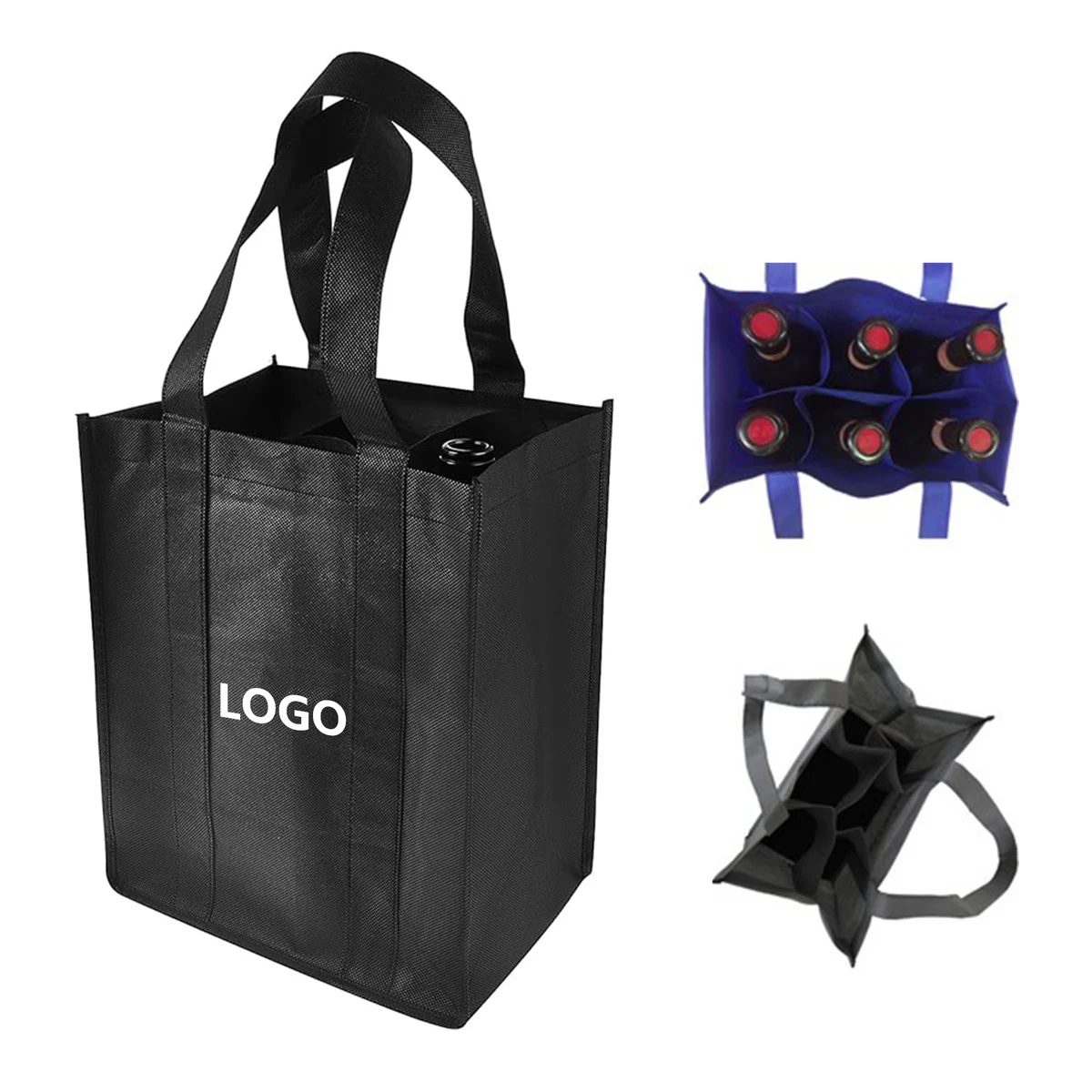 Reusable Non-Woven 6 Bottle Wine Tote Bag 1