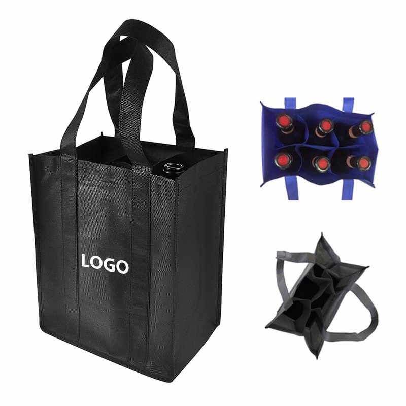 Reusable Non-Woven 6 Bottle Wine Tote Bag