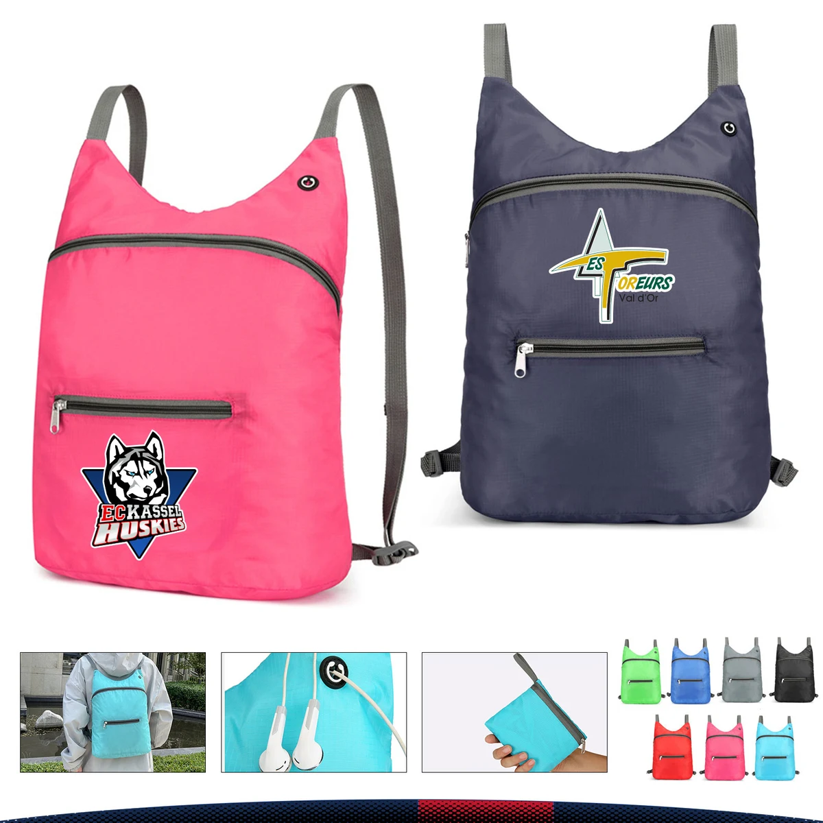 Gudre Folding Backpack, custom backpack with logo imprint 1