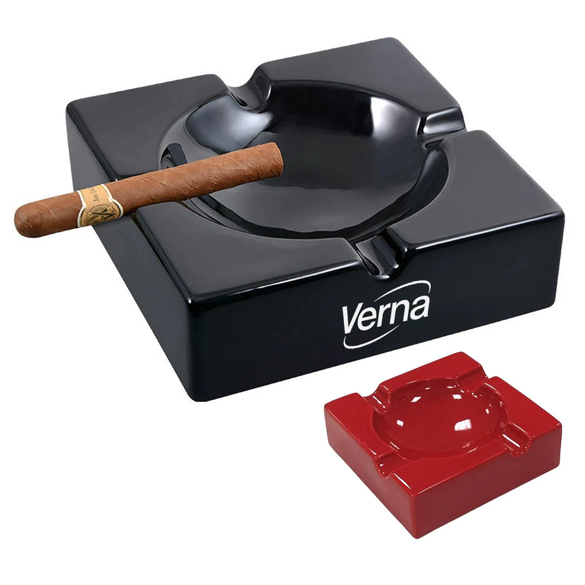 Square Smoking Ceramic Cigar Holder Ashtray 1