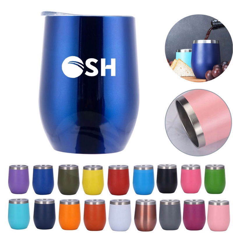 12Oz Stainless Steel Stemless Wine Tumbler With Lid