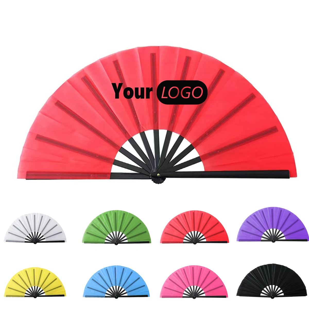 13.12 Inch Plastic Rib Oxford Cloth Folding Fan 1