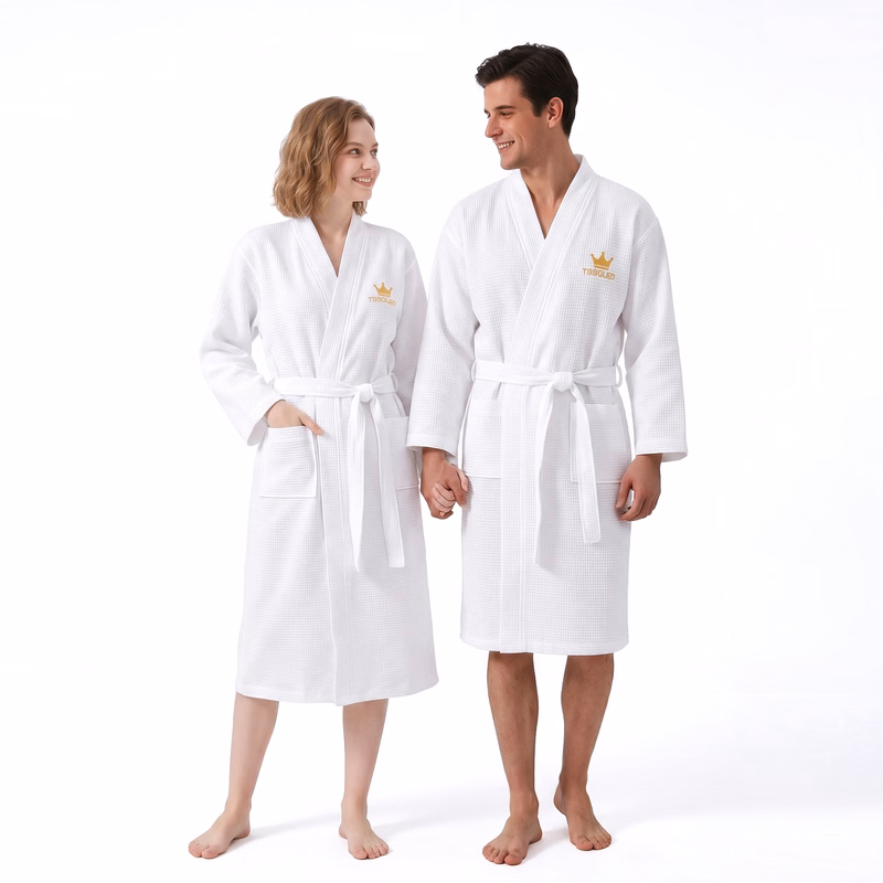100% Cotton Waffle Kimono Robe