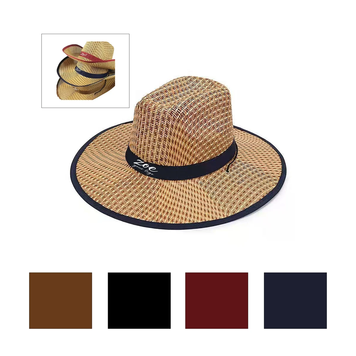 Customized Promotion Wide Brim Western Cowboy Straw Hat 1