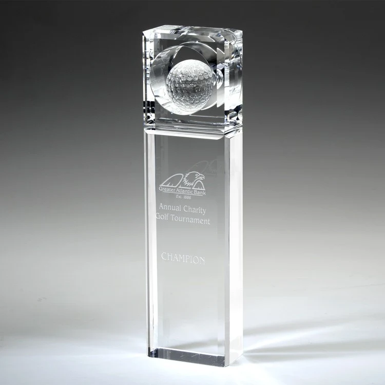 8-1/2" Absolute Golf Trophy Crystal Award 1