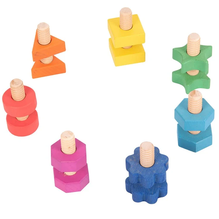 Wooden Nuts & Bolts Playset - 14 Pieces Rainbow 1