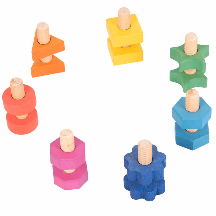 Wooden Nuts & Bolts Playset - 14 Pieces Rainbow